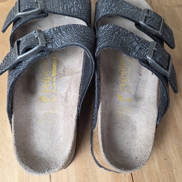 Birkenstock Papillio Arizona sandal Metallic Stones Black Womens Sz 38 - Picture 6 of 13